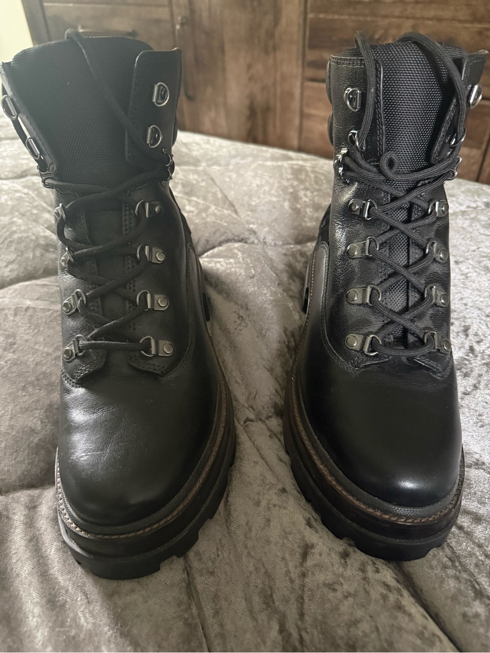 Tory Burch Black Leather Combat Boots